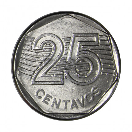 Moeda de 25 Centavos 1995. Imagem: Caravelas Coleções