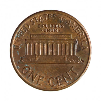 Km#201b 1 Cent 1991 BC Estados Unidos  América  Lincoln Memorial  Zinco com revestimento de cobre  19.05(mm) 2.5(gr)
