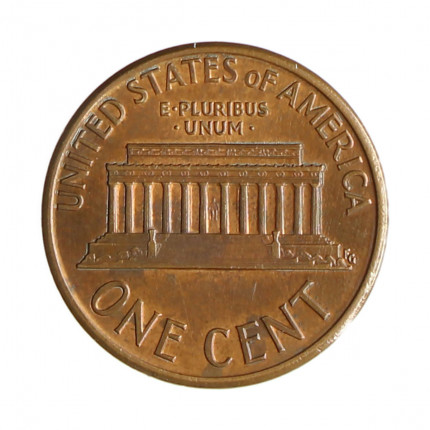 Km#201b 1 Cent 1991 D MBC+ Estados Unidos  América  Lincoln Memorial  Zinco com revestimento de cobre  19.05(mm) 2.5(gr)