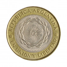 Km#165 2 Pesos 2011 MBC+ Argentina América Bimetálico 24.5(mm) 7.2(gr)