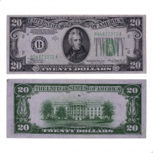 P#431D.a 20 Dollars 1934 B MBC/SOB Estados Unidos América Carimbo Verde 