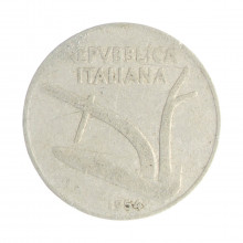 Km#93 10 Liras 1954 R MBC Itália Europa Alumínio 23.25(mm) 1.6(gr)