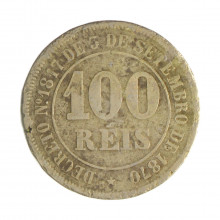 V-009 100 Réis 1879 BC/MBC C/Marca de Verniz *