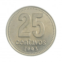 Km#110a 25 Centavos 1993 MBC+ Argentina América Cupro-Níquel 24.2(mm) 6.1(gr)