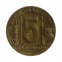 Km#40 5 Centavos 1947 MBC Argentina América Bronze Alumínio 17(mm) 2(gr)