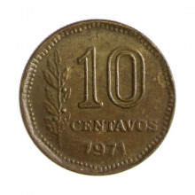 Km#66 10 Centavos 1971 MBC+ Argentina América Bronze Alumínio 16.5(mm) 2(gr)