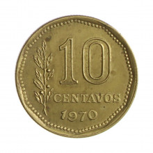 Km#66 10 Centavos 1970 MBC Argentina América Bronze Alumínio 16.5(mm) 2(gr)