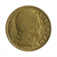 Km#41 10 Centavos 1947 MBC Argentina América Data Vazada Bronze Alumínio 19.5(mm) 3(gr)