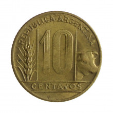 Km#41 10 Centavos 1947 MBC Argentina América Data Vazada Bronze Alumínio 19.5(mm) 3(gr)