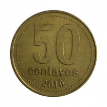Km#111.2 50 Centavos 2010 MBC Argentina América Bronze Alumínio 25.2(mm) 5.8(gr)
