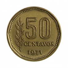 Km#68 50 Centavos 1971 MBC+ Argentina América Bronze Alumínio 20.5(mm) 4.35(gr)