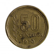 Km#68 50 Centavos 1970 MBC Argentina América Bronze Alumínio 20.5(mm) 4.35(gr)