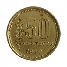 Km#68 50 Centavos 1970 MBC Argentina América Bronze Alumínio 20.5(mm) 4.35(gr)