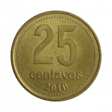 Km#110.2 25 Centavos 2010 MBC Argentina América Bronze Alumínio 24.2(mm) 5.4(gr)