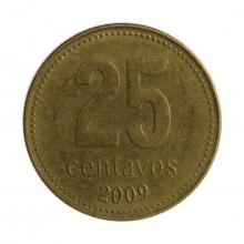 Km#110.2 25 Centavos 2009 MBC Argentina América Bronze Alumínio 24.2(mm) 5.4(gr)