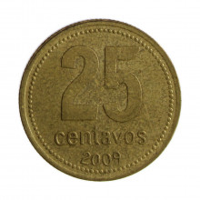 Km#110.1 25 Centavos 2009 MBC Argentina América Bronze Alumínio 24.2(mm) 5.4(gr)