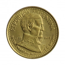 Km#74 10 Pesos 1777 - 1977 BA SOB Argentina América 200º Aniversário do Almirante G. Brown Bronze Alumínio 25(mm) 6.5(gr