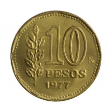 Km#74 10 Pesos 1777 - 1977 BA SOB Argentina América 200º Aniversário do Almirante G. Brown Bronze Alumínio 25(mm) 6.5(gr