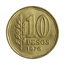 Km#72 10 Pesos 1976 BA SOB Argentina América Bronze Alumínio 25(mm) 6.5(gr)