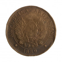 Km#33 2 Centavos 1889 MBC Argentina América C/peq. mossa Bronze 30(mm) 10(gr)