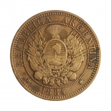 Km#33 2 Centavos 1884 MBC Argentina América Bronze 30(mm) 10(gr)