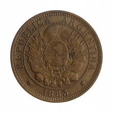 Km#33 2 Centavos 1883 MBC+ Argentina América Bronze 30(mm) 10(gr)