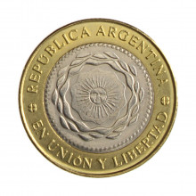 Km#165 2 Pesos 2016 SOB Argentina América Bimetálico 24.5(mm) 7.2(gr)