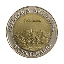 Km#157 1 Peso 1810 - 2010 SOB Argentina América 200º Aniversário da Argentina & Revolução de Maio - Aconcágua Bimetálico