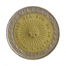 Km#112.1 1 Peso 2007 MBC Argentina América Bimetálico 23(mm) 6.4(gr)