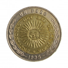 Km#112 1 Peso 1995 SOB Argentina América Bimetálico 23(mm) 6.4(gr)