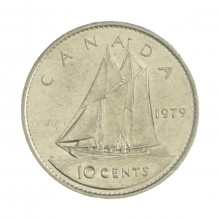 Km#77.2 10 Cents 1979 MBC Canadá América Níquel 18.034(mm) 2.07(gr)
