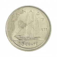 Km#77.1 10 Cents 1977 MBC Canadá América Níquel 18.034(mm) 2.07(gr)