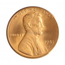 Km#201b 1 Cent 1985 D SOB Estados Unidos  América  Lincoln Memorial  Zinco com revestimento de cobre  19.05(mm) 2.5(gr)