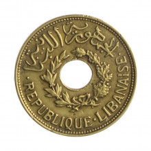 Moeda Km#10 1 ½ Piastres 1940 SOB Líbano Ásia Bronze-Alumínio Ø21mm 3,08gr.