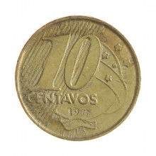 10 Centavos 1998 MBC+ Cunho Borrado "Data"