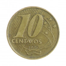 10 Centavos 1998 MBC Cunho Borrado "Data"