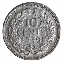Km#163 10 Cents 1938 SOB Holanda Europa