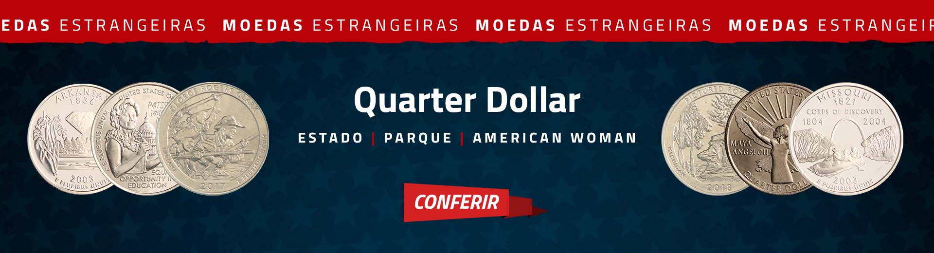 Moedas Quarter Dollar: Estado, Parque, American Woman